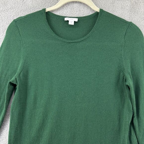 J Jill Sweater Women SP Green Knit Merino Wool Washable Tunic Crew Neck - Picture 3 of 14
